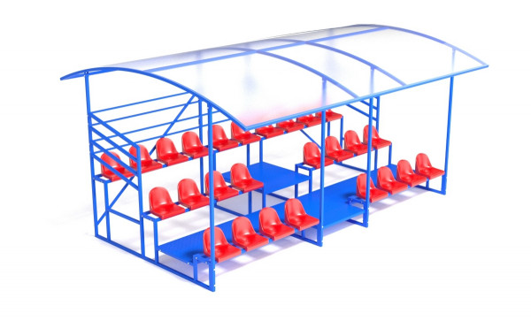 Трибуна с навесом, с ограждением, 3-х рядная Glav 20.012 600_380