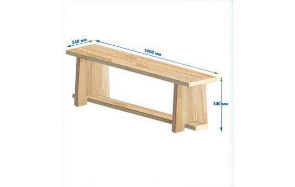 Скамейка гимнастическая 1000мм (щит.сосна) ножки дерево Dinamika 600_380