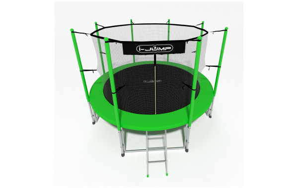 Батут 12ft i-Jump Classic Light с лестницей зеленый 600_380