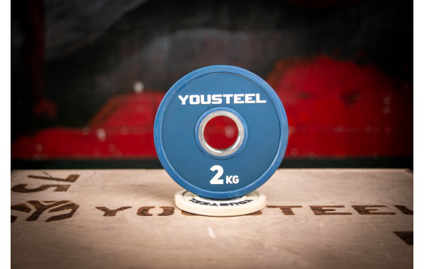 Диск 2,0кг, каучук, тренировочный, синий YouSteel 600_380