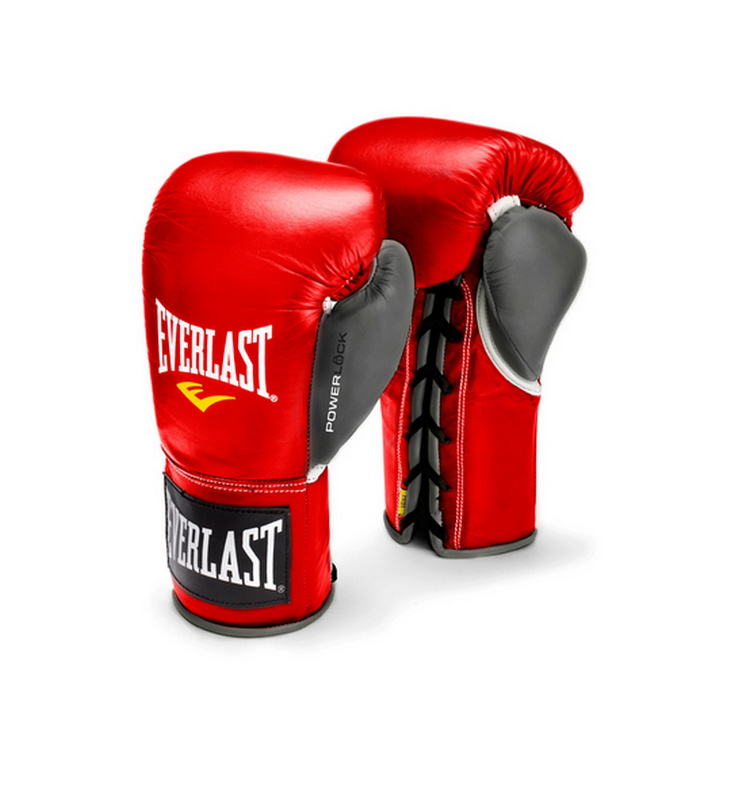 Перчатки боевые Everlast Powerlock 8oz красный/серый 27108070000 750_800