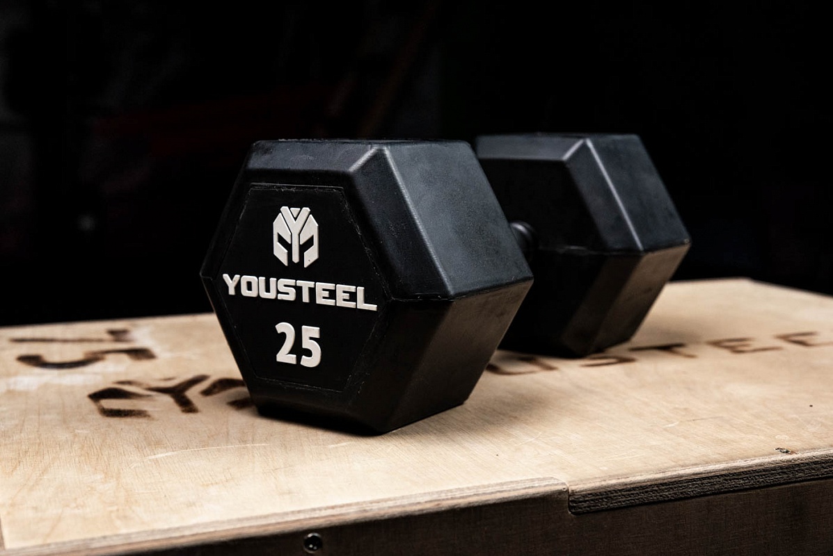 Гантель обрезиненная YouSteel HEX DB 22,5 кг 1197_800